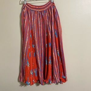 Vintage Diane Freis Full Maxi Skirt colorful Ruffle pleats size 2X